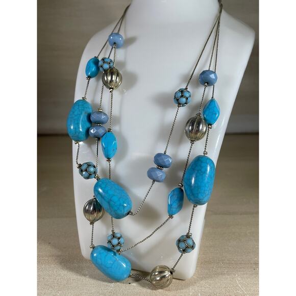 Turquoise 5 Necklaces, 1 pair Earrings Lot, Various Vintages & Styles - Picture 5 of 16